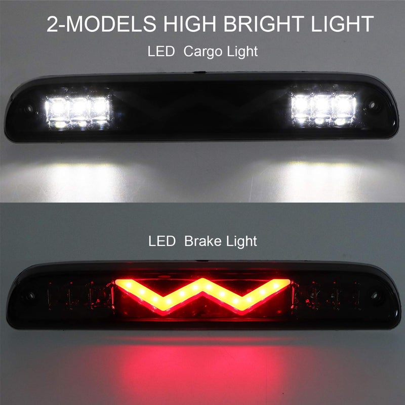 Tresound 3rd Third Brake Light for Ford F250 F350 Super Duty/for Explorer/for Ranger/for Mazda B series, Cargo Light Center High Mount Dual Row LED Lamp Tail Light Electroplating Housing (Smoked) - Image 2